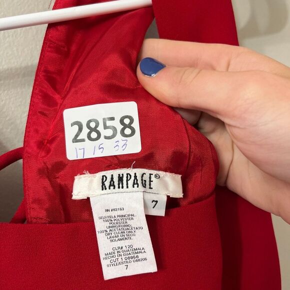 Y2K Rampage Womens Red A Line Dress 7 Sleeveless Pleated Criss Cross Back Tie - Picture 2 of 8